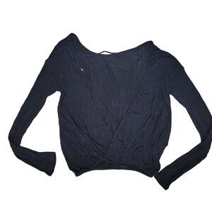Free People Black Long Sleeve Wrap Top Size XS